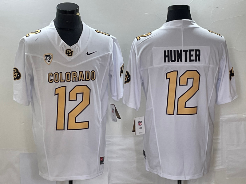 Men's Colorado Buffaloes Travis Hunter #12 White Jersey